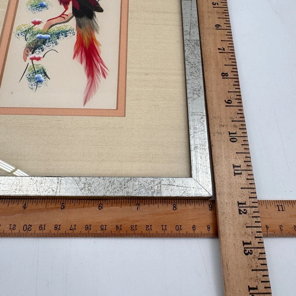 Vintage Exotic Tropical Bird Featherwork